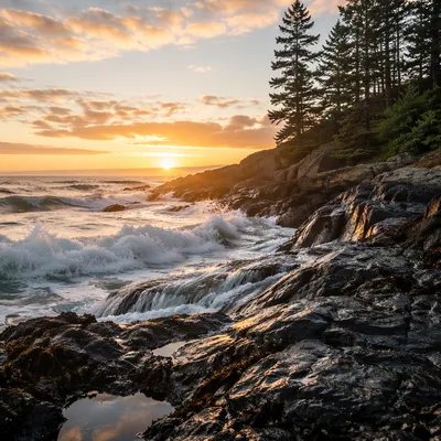 Ocean Waves at Evergreen Sunrise Shore