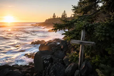 Driftwood Cross at Sunrise Coast