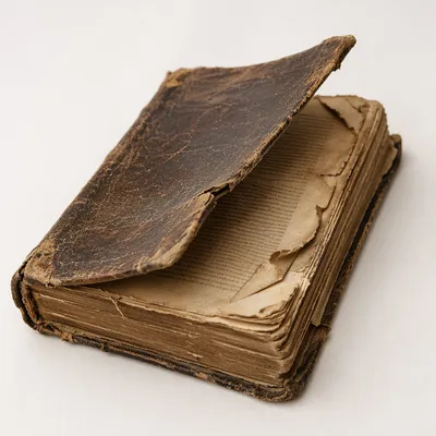 Antique Worn Bible on White Surface