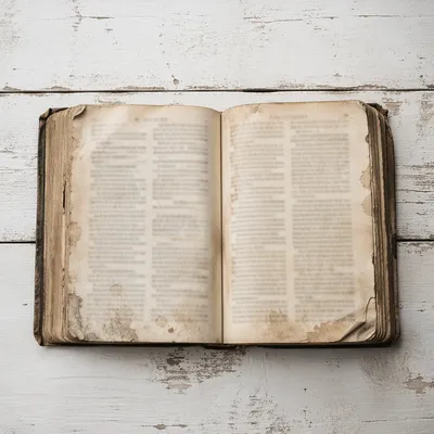 Old Worn Bible on White Wood