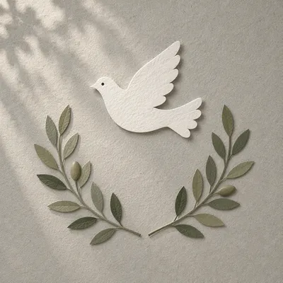 Handmade Dove and Evergreen Olive Branches