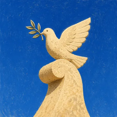 Evergreen Olive Branch Dove Sculpture