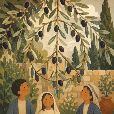 Evergreen Olive Branches Forming Peace Symbol