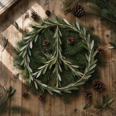 Olive Branch Peace Symbol on Evergreens