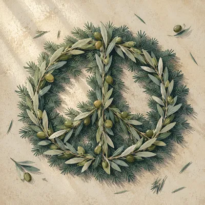 Olive Branch Peace Symbol on Evergreen