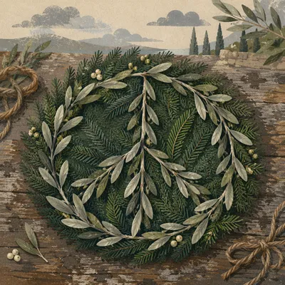Olive Branch Peace Symbol on Evergreen