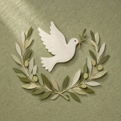 Handmade Dove and Olive Peace Wreath
