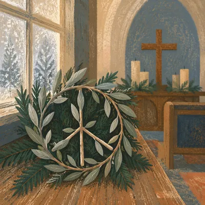 Olive Branch Peace Symbol in Winter Chapel
