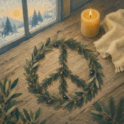 Olive Branch Peace Symbol at Winter Dawn