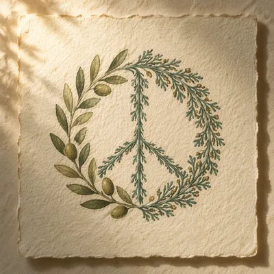 Olive Branch Peace Symbol on Cream Paper