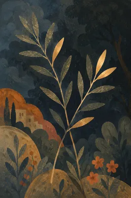 Evergreen Olive Branches Forming Peace Symbol