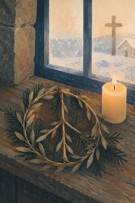 Olive Branch Peace Symbol in Rustic Chapel