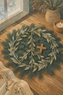Evergreen Olive Branch Peace Cross