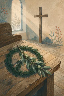 Olive Branch Peace Symbol on Chapel Bench