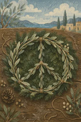 Olive Branch Peace Symbol on Evergreen