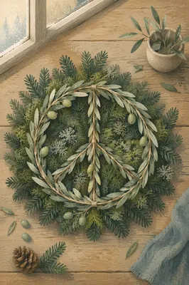 Olive Branch Peace Symbol on Evergreen
