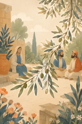 Peaceful Olive Branch in Sunlit Garden