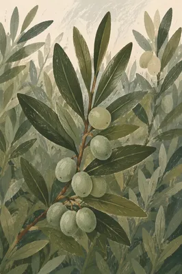 Serene Evergreen Olive Branch Close-Up