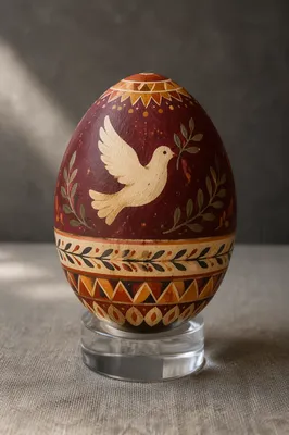 Hand Painted Dove Egg with Olive Branch