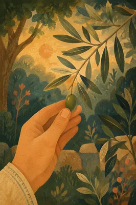 Olive Branch Peace in Golden Garden