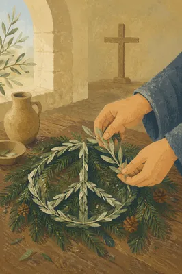 Olive Branch Peace Symbol on Evergreen