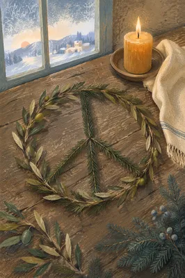 Olive Branch Peace Symbol at Winter Dawn