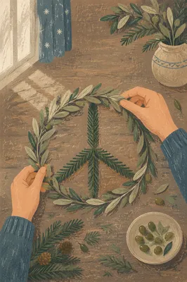 Olive Branch Peace Symbol on Evergreen