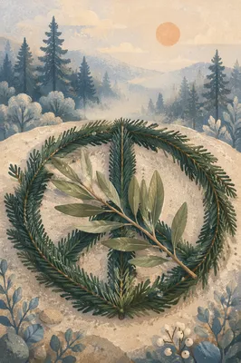 Olive Branch Peace Symbol on Evergreen