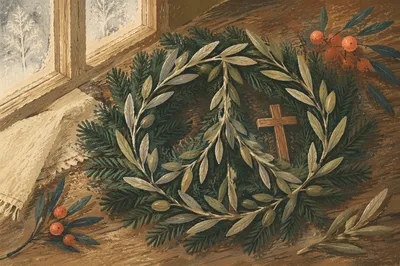 Olive Branch Peace Symbol on Evergreen