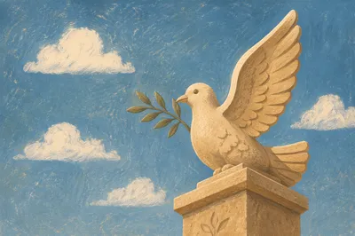 Sandstone Peace Dove with Olive Branch