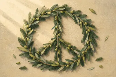 Olive Branch Peace Symbol on Evergreen