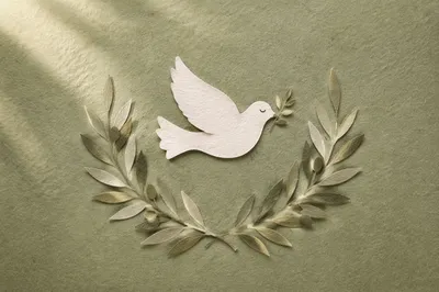 Olive Branch Peace Dove on Sage Background