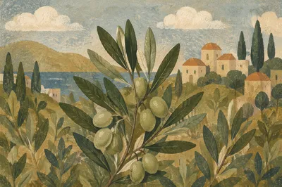 Serene Evergreen Olive Branch of Peace
