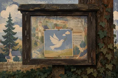 Dove Olive Branch on Evergreen Notice Board
