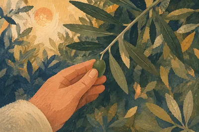 Olive Branch Peace in Golden Garden Light