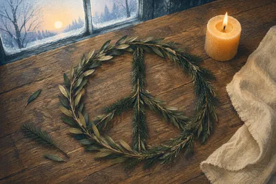 Olive Branch Peace Symbol at Winter Dawn