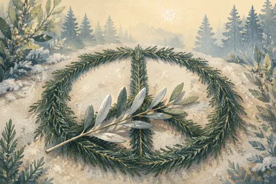 Olive Branch Peace Symbol on Evergreen