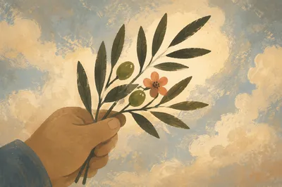 Hand Holding Olive Branch Peace Symbol