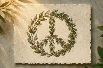 Olive Branch Peace Symbol on Handmade Paper