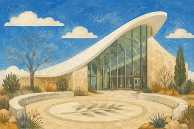 Modern Chapel Plaza with Olive Branch Peace Motif