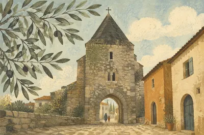 Olive Branch Framing Historic Church Gate