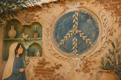 Weathered Olive Branch Peace Medallion Wall