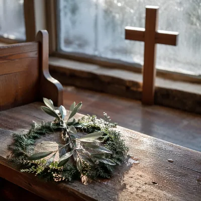 Olive Branch Peace Symbol on Chapel Bench
