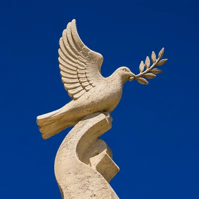 Sandstone Dove With Evergreen Olive Branch
