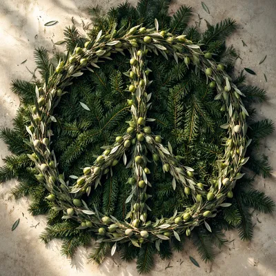 Olive Branch Peace Symbol on Evergreen