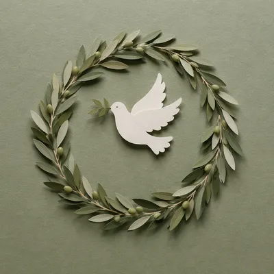 Olive Branch Peace Symbol on Sage Background