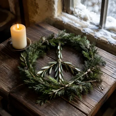 Olive Branch Peace Wreath in Chapel Light