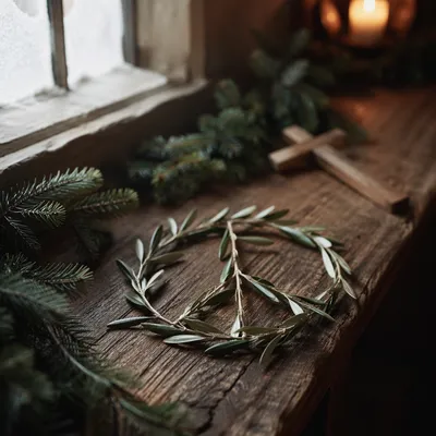 Olive Branch Peace Symbol in Rustic Chapel