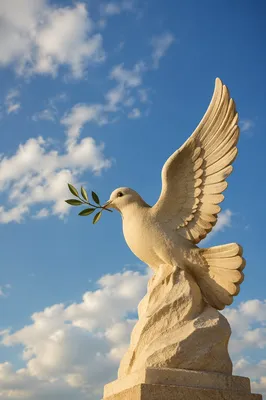 Evergreen Olive Branch Dove Sculpture