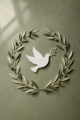 Olive Branch Peace Symbol on Sage Background